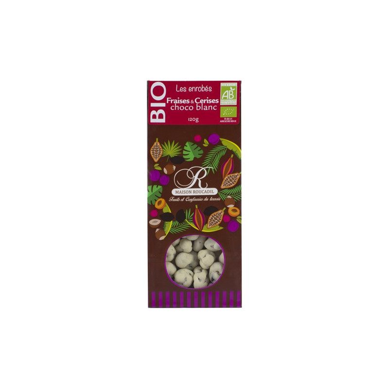 enrobés fraises et cerises choco blanc BIO enrobés fraises et cerises choco blanc BIO
