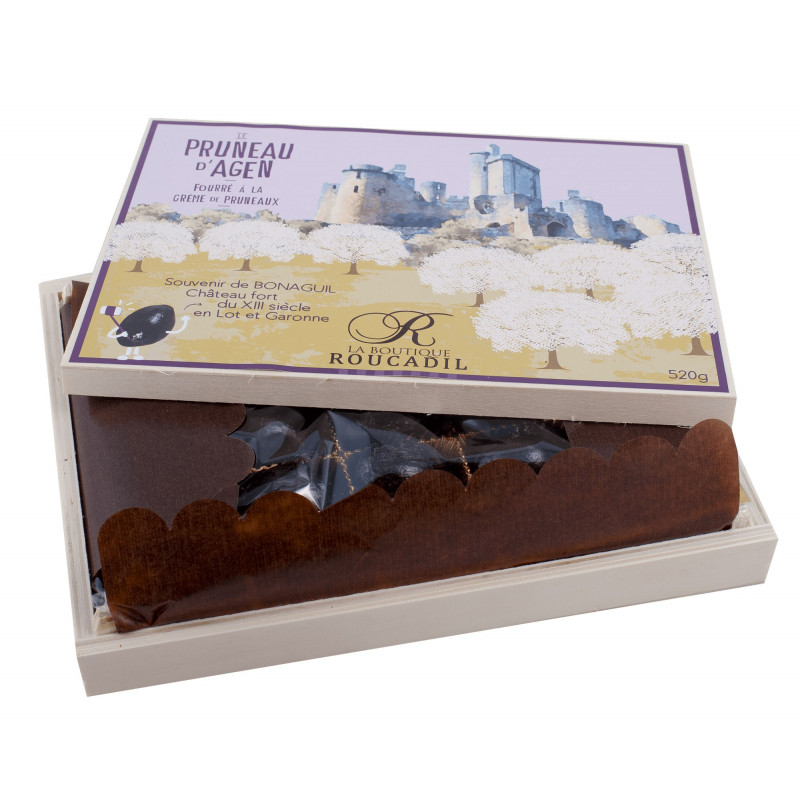Boîte bois pruneaux fourrés 520g Boîte bois pruneaux fourrés 520g