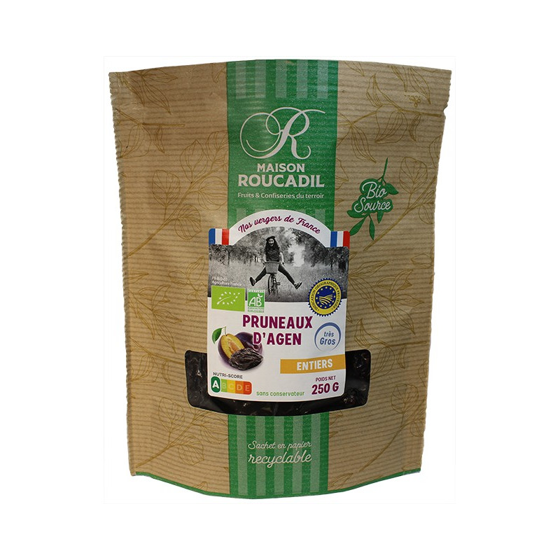 Pruneau d'Agen BIO avec noyau calibre 44/55 (très gros) 250g Pruneau d'Agen BIO avec noyau calibre 44/55 (très gros) 250g
